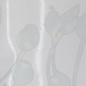 Embossed sheer fabric with metallic shine, with botanical allover print