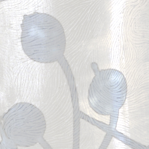Embossed sheer fabric with metallic shine, with botanical allover print