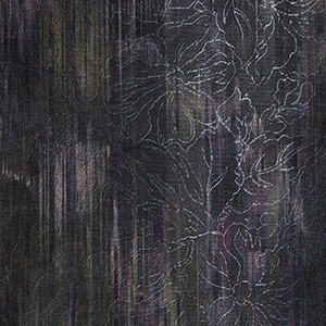 Printed embossed polyester velvet with abstract floral design