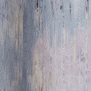 Printed embossed polyester velvet with abstract floral design