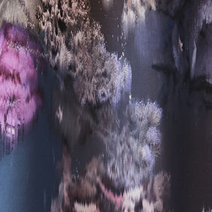 Printed polyester velvet with large scale floral design